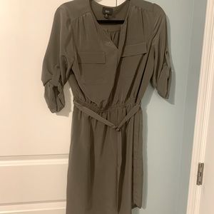 Olive green belted dress